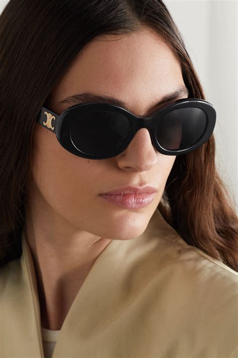 celine eyewear triomphe oval acetate sunglasses